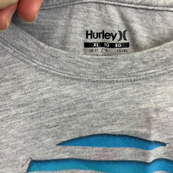 Hurley Gray Long Sleeve Tee with Blue and Green Logo - Picture 3 of 3